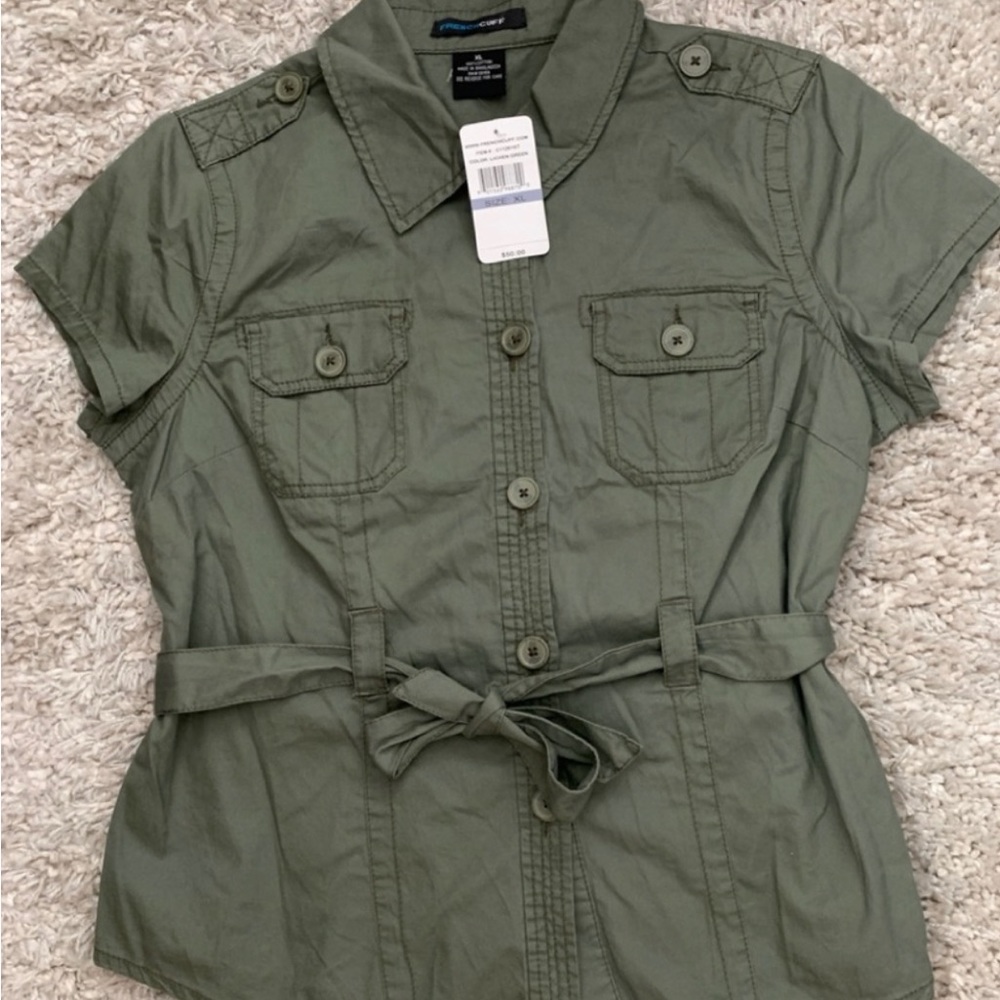 NEW Women’s French Cuff button down Shirt  with belt READ SIZING DETAILS BELOW